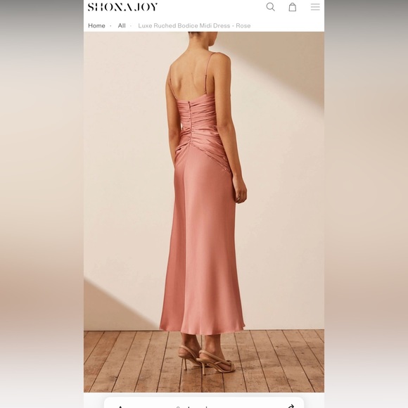 Shona Joy luxe ruched bodice midi dress in color Azure - Picture 2 of 12